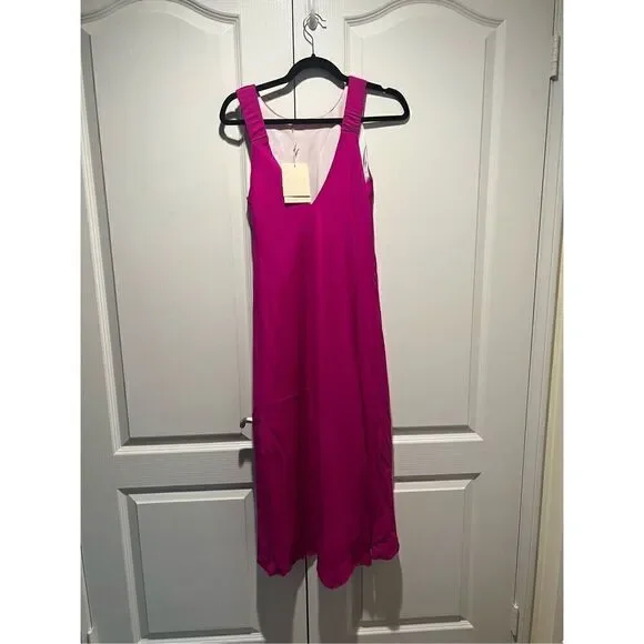 NOUVELLE / SILK95FIVE silk Hot Pink DRESS color: Bougainvillea size S NWT$310 - Picture 2 of 6